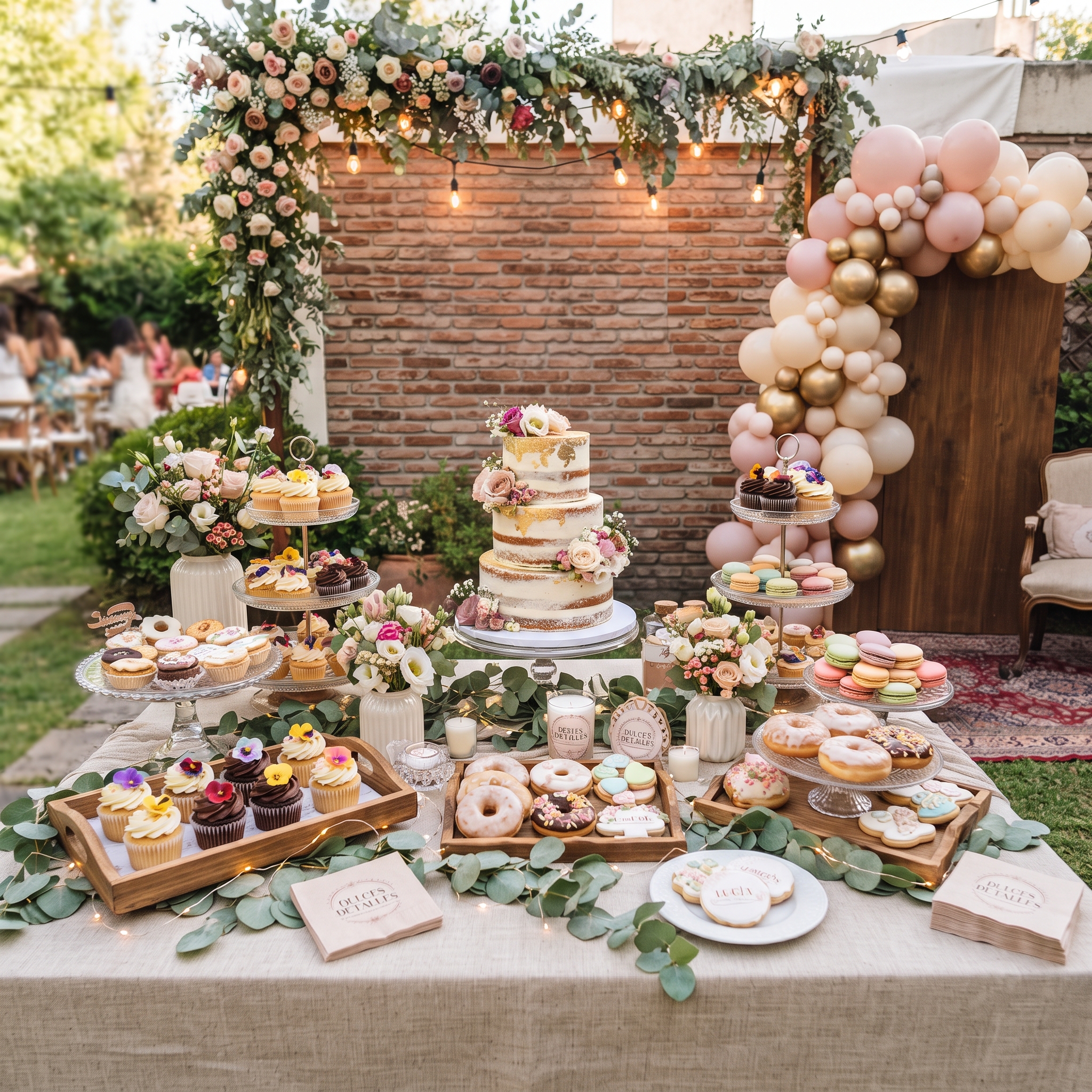 Mesa de Eventos con Cupcakes, Galletas y Postres